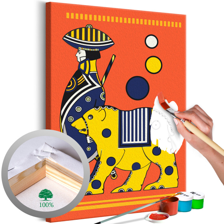 Paint by Number Kit Yellow Giant - Man Leading a Bear in an Asian Style 144093