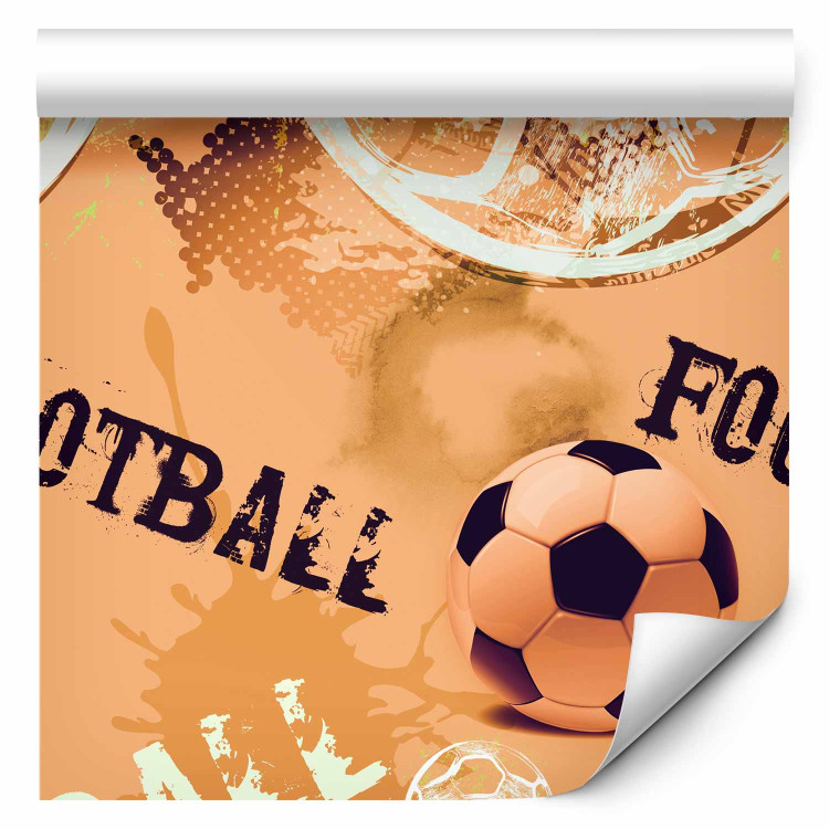 Modern Wallpaper For a Sports Lover - Graphics and Inscriptions with a Football - Orange 146293 additionalImage 1