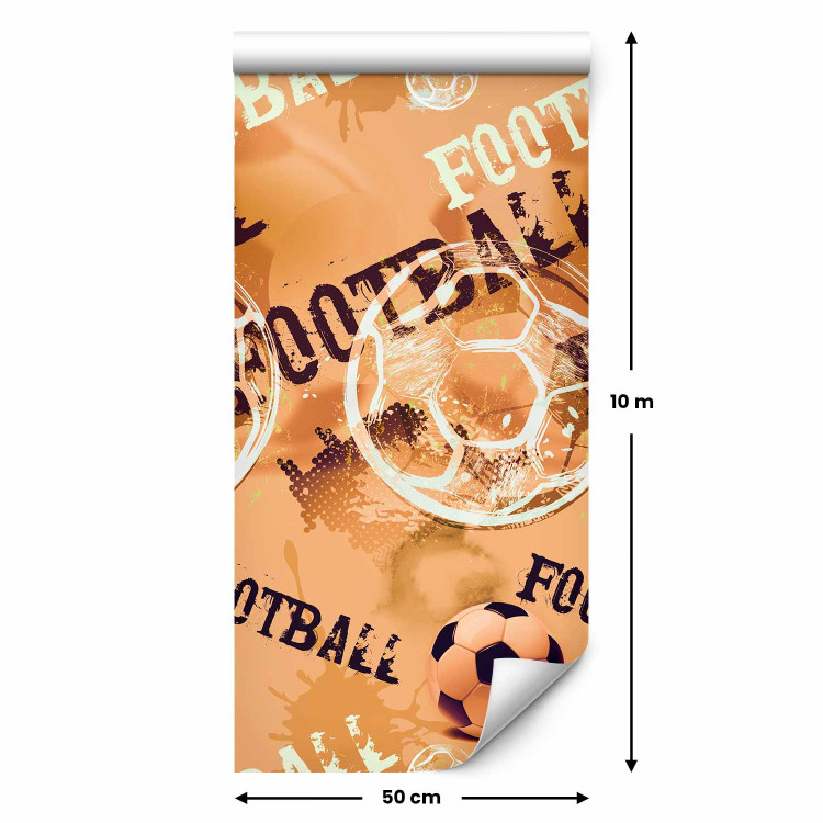 Modern Wallpaper For a Sports Lover - Graphics and Inscriptions with a Football - Orange 146293 additionalImage 2