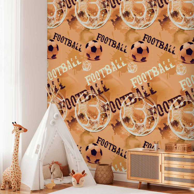 Modern Wallpaper For a Sports Lover - Graphics and Inscriptions with a Football - Orange 146293 additionalImage 10