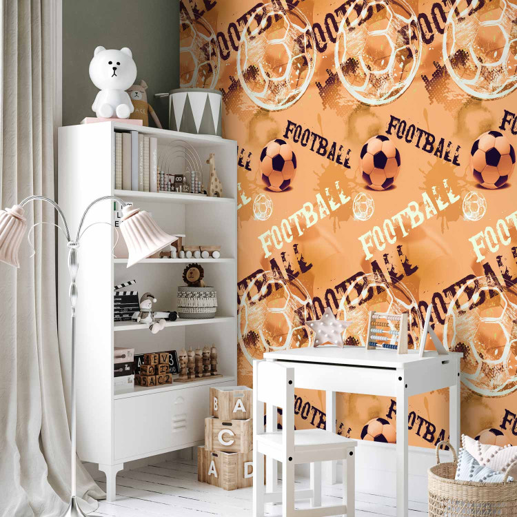 Modern Wallpaper For a Sports Lover - Graphics and Inscriptions with a Football - Orange 146293 additionalImage 5