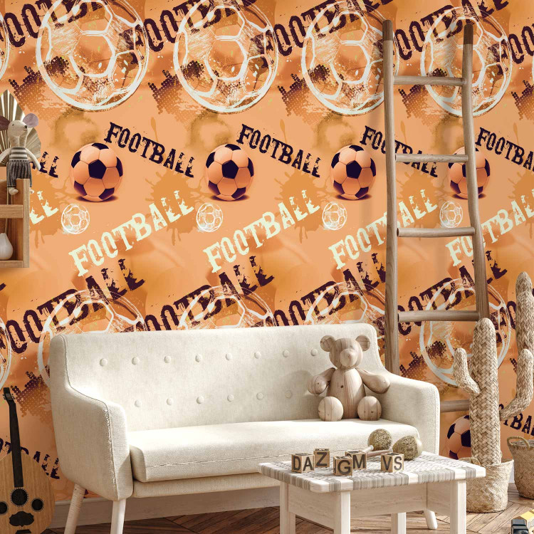 Modern Wallpaper For a Sports Lover - Graphics and Inscriptions with a Football - Orange 146293 additionalImage 4