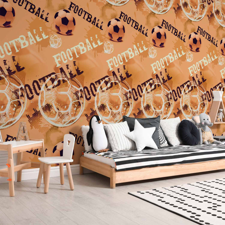 Modern Wallpaper For a Sports Lover - Graphics and Inscriptions with a Football - Orange 146293 additionalImage 9