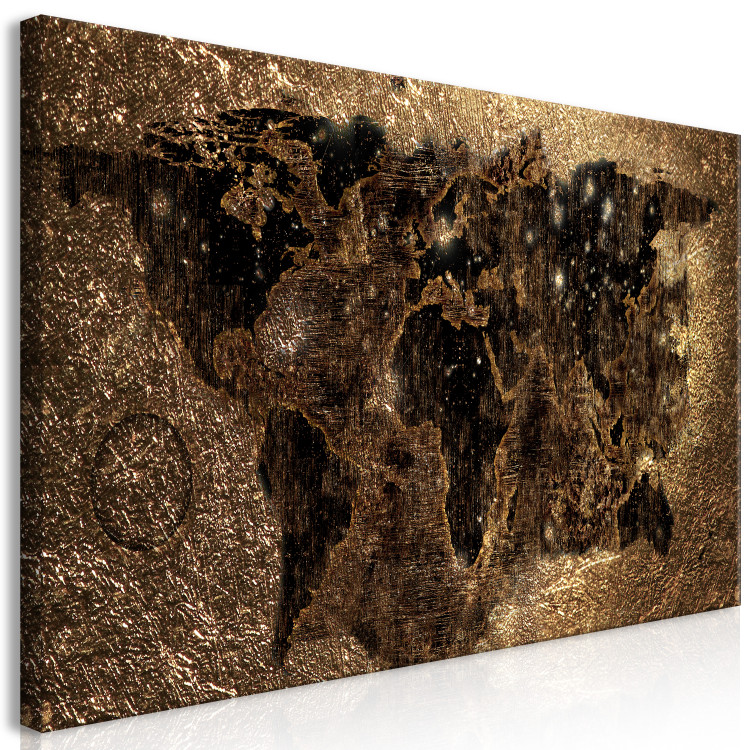 Canvas Exclusive World Map (1-piece) - continents against a golden background 148893 additionalImage 2