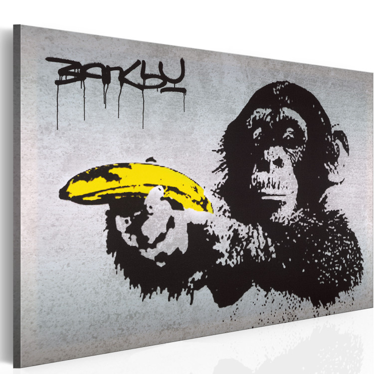 Large canvas print Stop or the monkey will shoot! (Banksy) [Large Format] 150993 additionalImage 2