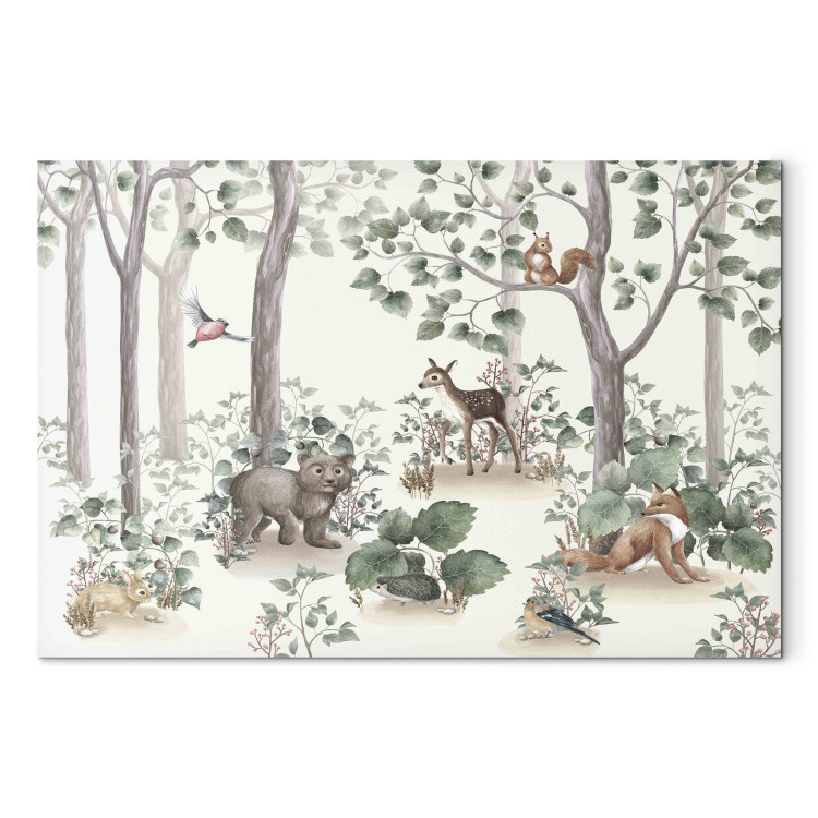 Canvas Art Print Forest Story - A Watercolor Composition for Children With Animals 151193