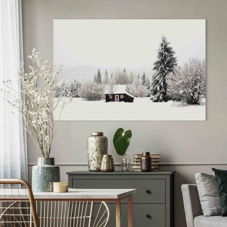 Canvas Winter Shelter - A Small House in a Snow-Covered Forest 151693 additionalImage 9