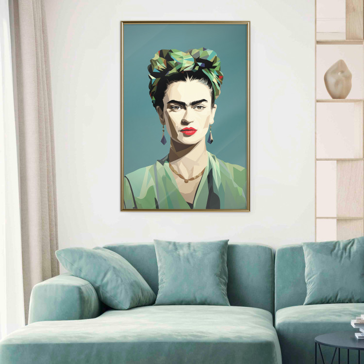 Poster Green Frida - Geometric and Minimalist Portrait of a Woman 152193 additionalImage 2