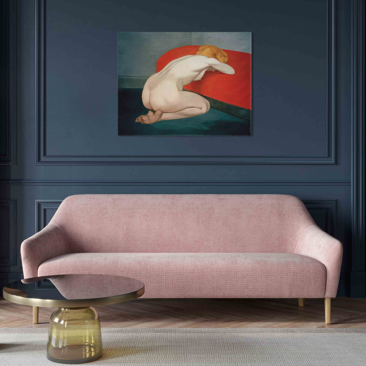Reproduction Painting Femme nue agenouillée devant un canapé rouge 159393 additionalImage 5