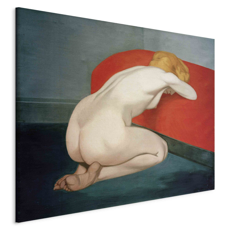 Reproduction Painting Femme nue agenouillée devant un canapé rouge 159393 additionalImage 2