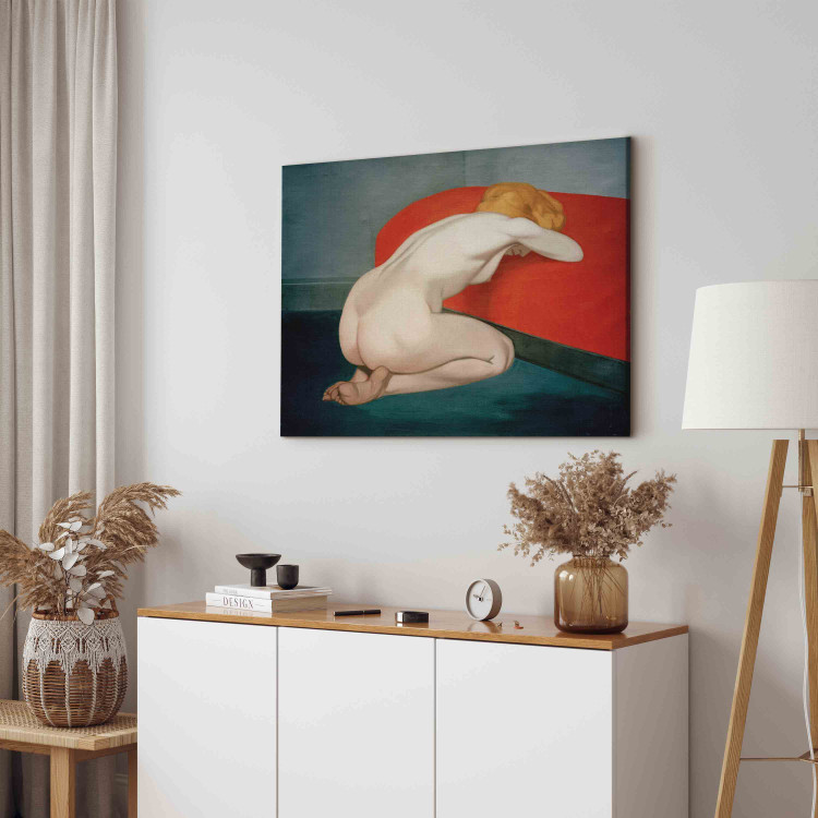 Reproduction Painting Femme nue agenouillée devant un canapé rouge 159393 additionalImage 4