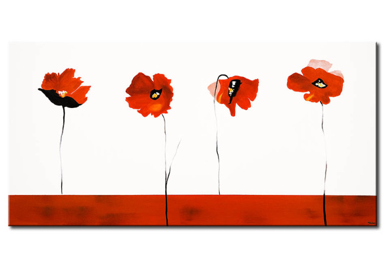 Canvas Print Poppies (1-piece) - Abstraction with individual flowers on a white background 48593