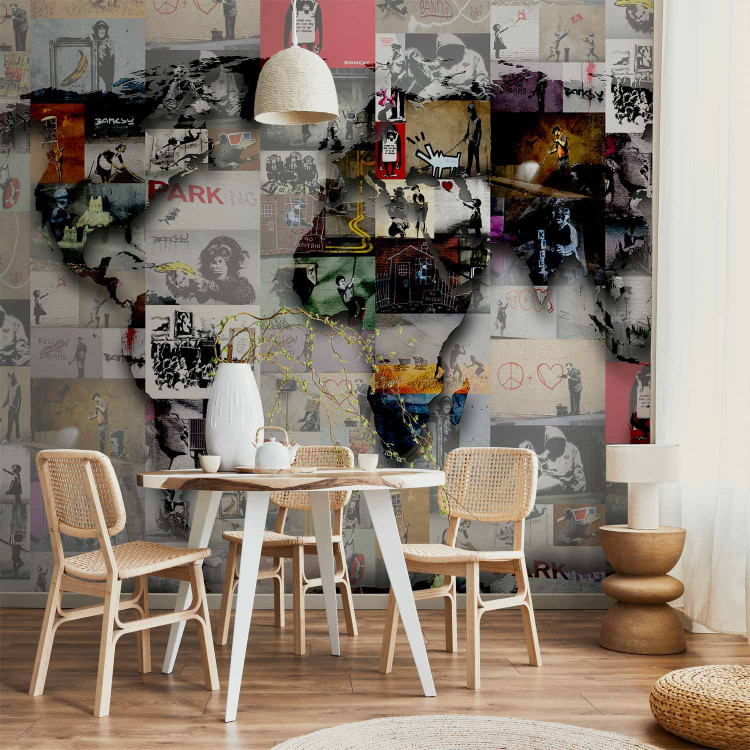 Wall Mural Street art and Banksy - map of the world in the form of a collage composed of murals 92593 additionalImage 6