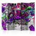 Room Separator Purple Graffiti - artistic urban patterns on a brick texture 95293