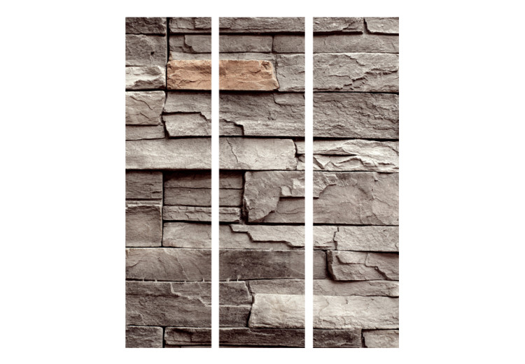 Room Divider Screen Wall of Silence - architectural brown texture of stone bricks 95493 additionalImage 3
