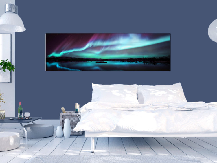 Canvas Art Print Wonderful Reflection (1-piece) - Sea and Polar Sky on Clear Night 106204 additionalImage 3