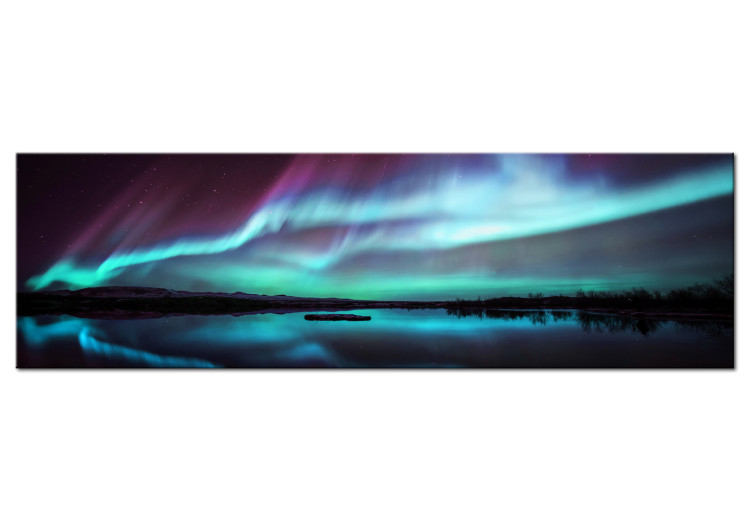 Canvas Art Print Wonderful Reflection (1-piece) - Sea and Polar Sky on Clear Night 106204
