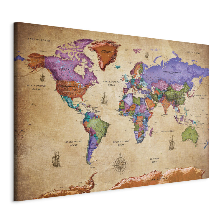 Canvas Colorful Journeys (1-part) Wide - World Map in English 107204 additionalImage 2