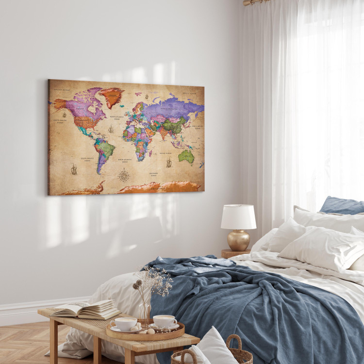 Canvas Colorful Journeys (1-part) Wide - World Map in English 107204 additionalImage 11