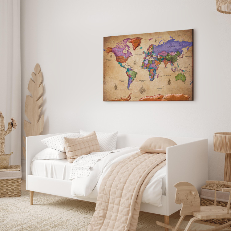 Canvas Colorful Journeys (1-part) Wide - World Map in English 107204 additionalImage 10