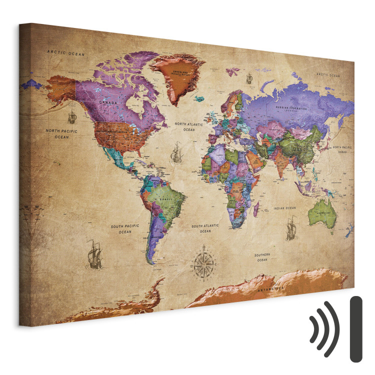 Canvas Colorful Journeys (1-part) Wide - World Map in English 107204 additionalImage 8