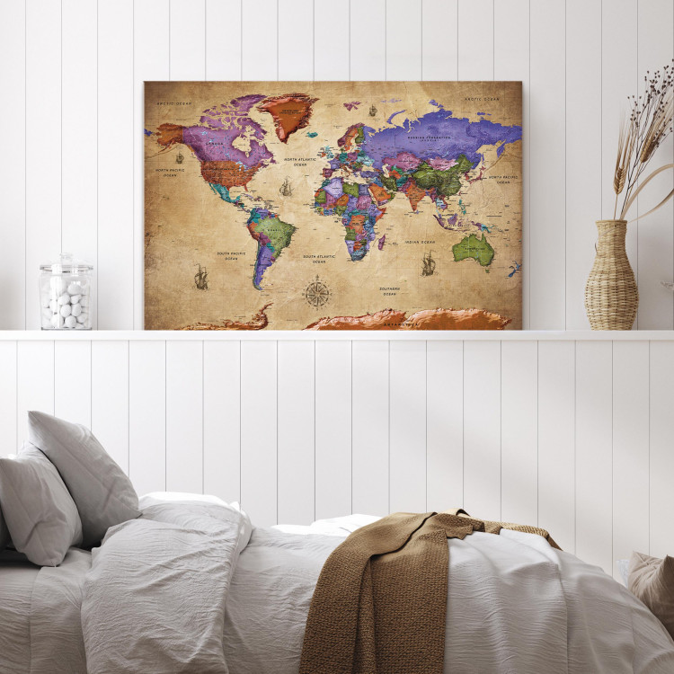 Canvas Colorful Journeys (1-part) Wide - World Map in English 107204 additionalImage 3