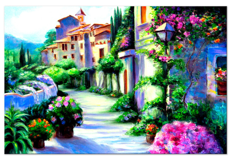 Canvas Art Print Floral Street (1-part) Wide - Plant Architecture of Italy 108204