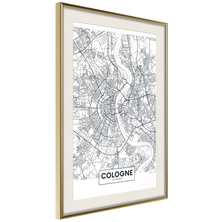 Poster Cologne Map - black and white map of the German city on a light background 114404 additionalImage 2