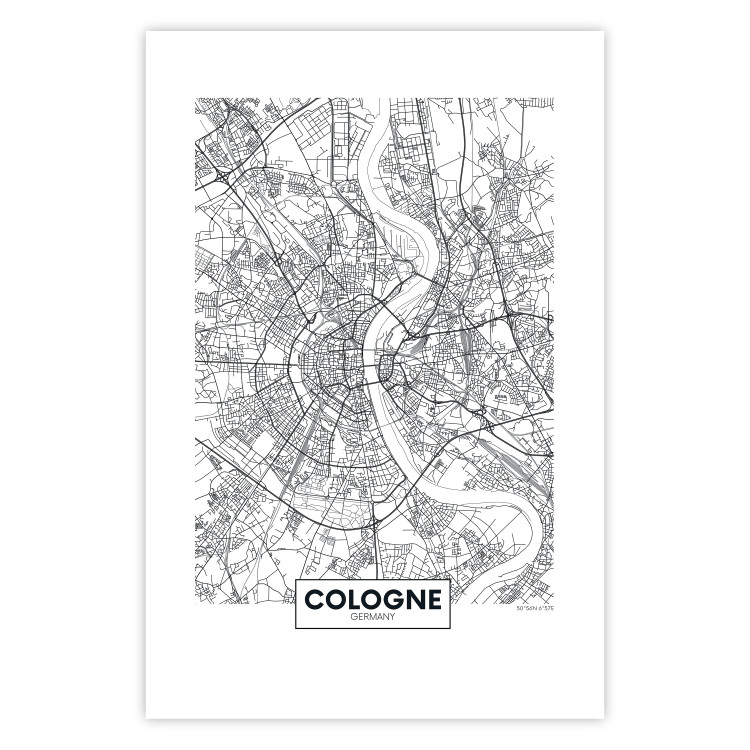 Poster Cologne Map - black and white map of the German city on a light background 114404 additionalImage 19