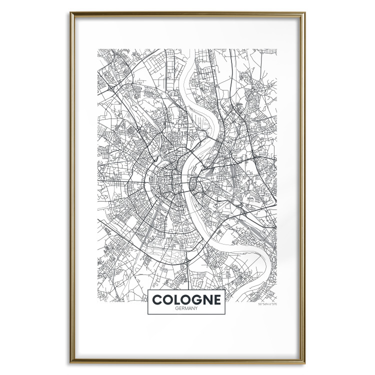 Poster Cologne Map - black and white map of the German city on a light background 114404 additionalImage 14