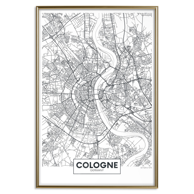 Poster Cologne Map - black and white map of the German city on a light background 114404 additionalImage 16