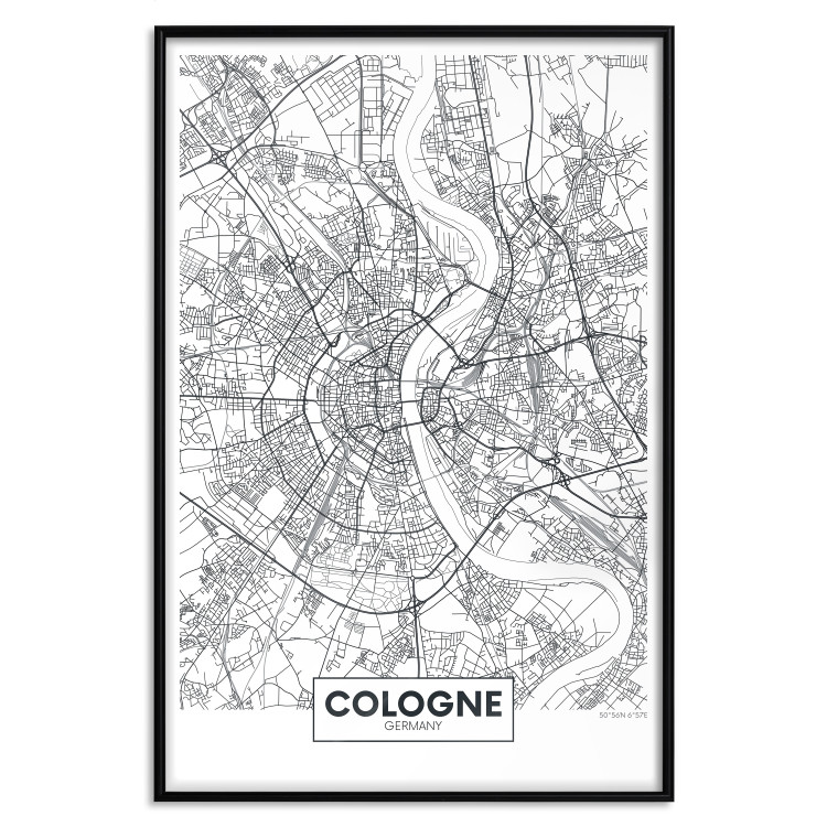 Poster Cologne Map - black and white map of the German city on a light background 114404 additionalImage 24
