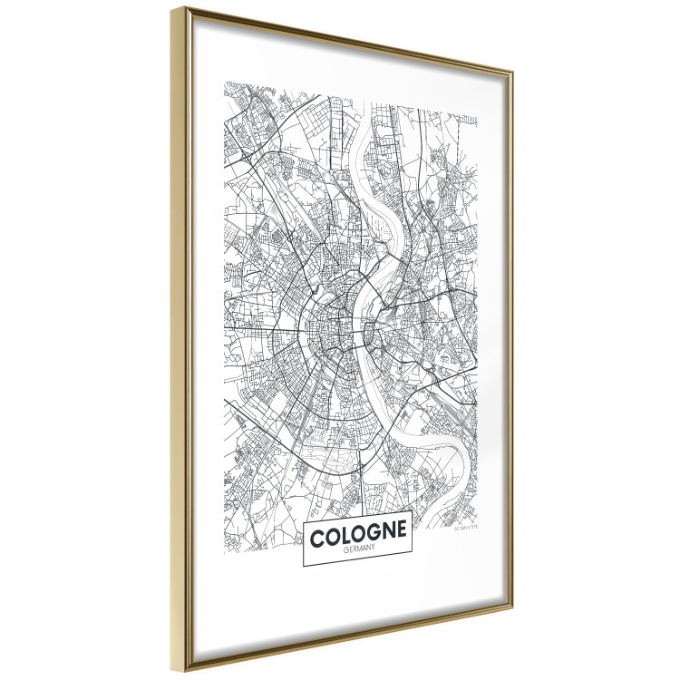 Poster Cologne Map - black and white map of the German city on a light background 114404 additionalImage 6