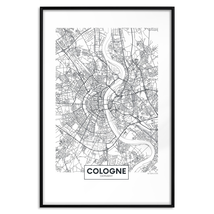 Poster Cologne Map - black and white map of the German city on a light background 114404 additionalImage 15