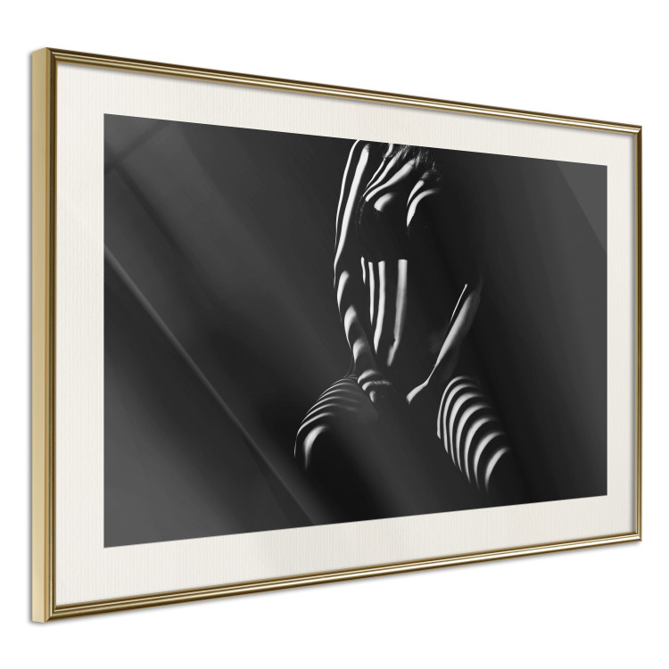Poster Woman behind bars - black and white sensual composition with a female figure 115004 additionalImage 2
