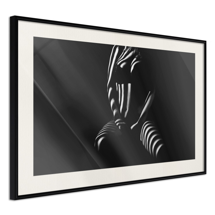 Poster Woman behind bars - black and white sensual composition with a female figure 115004 additionalImage 3