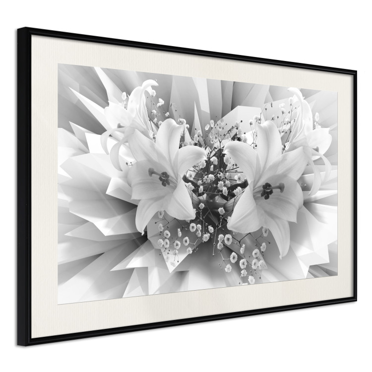 Wall Poster Geometric Bouquet - black and white unique abstraction in lily flowers 117204 additionalImage 3