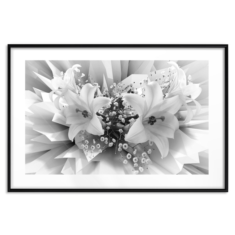 Wall Poster Geometric Bouquet - black and white unique abstraction in lily flowers 117204 additionalImage 15
