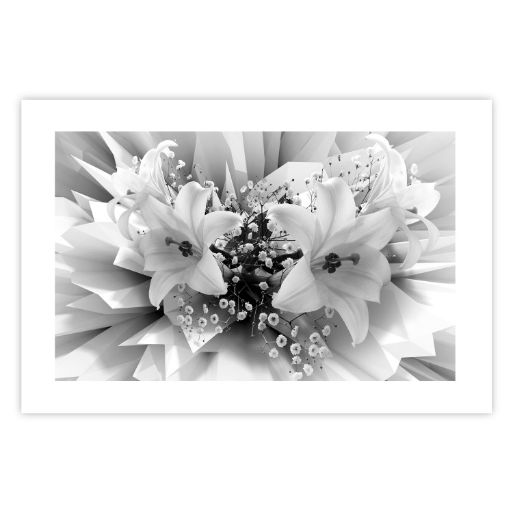 Wall Poster Geometric Bouquet - black and white unique abstraction in lily flowers 117204 additionalImage 25