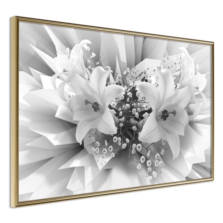 Wall Poster Geometric Bouquet - black and white unique abstraction in lily flowers 117204 additionalImage 14