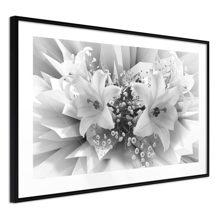 Wall Poster Geometric Bouquet - black and white unique abstraction in lily flowers 117204 additionalImage 11