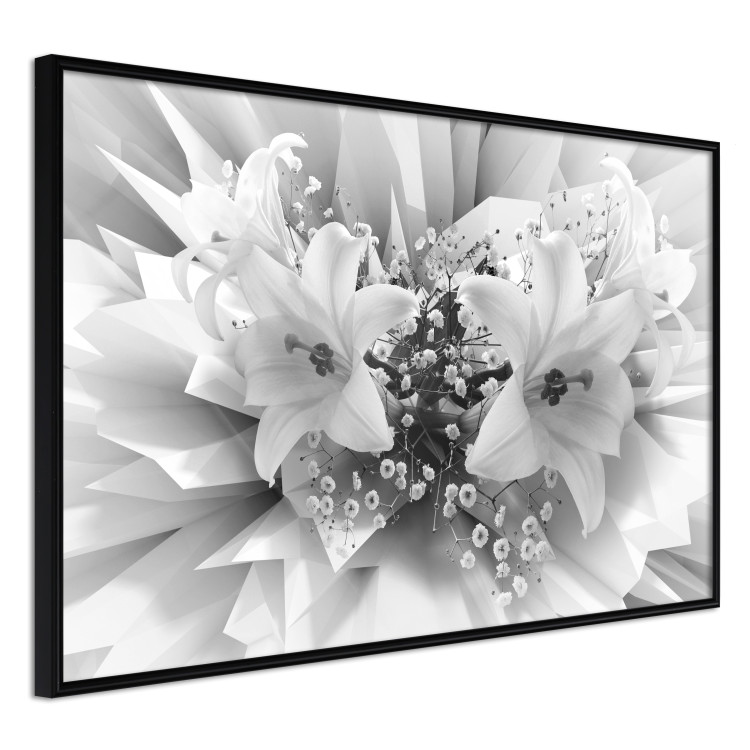 Wall Poster Geometric Bouquet - black and white unique abstraction in lily flowers 117204 additionalImage 10