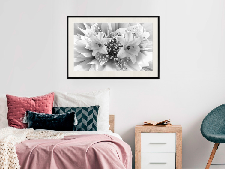Wall Poster Geometric Bouquet - black and white unique abstraction in lily flowers 117204 additionalImage 22