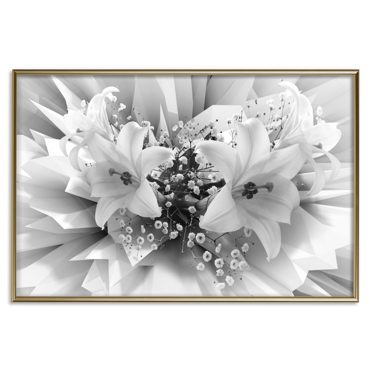 Wall Poster Geometric Bouquet - black and white unique abstraction in lily flowers 117204 additionalImage 20