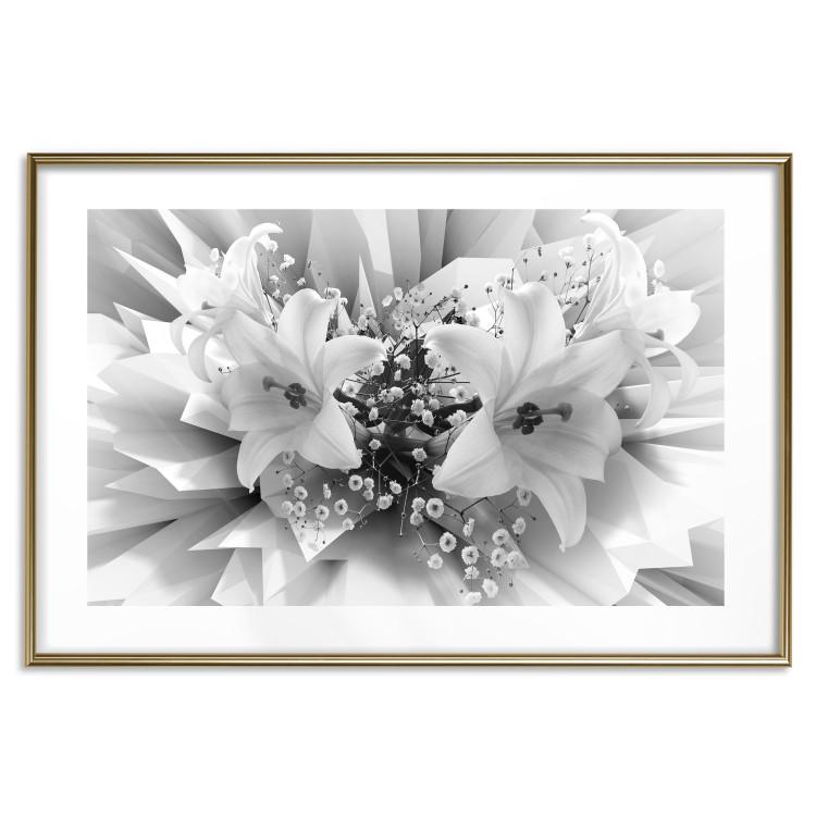 Wall Poster Geometric Bouquet - black and white unique abstraction in lily flowers 117204 additionalImage 14