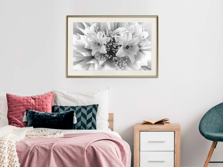 Wall Poster Geometric Bouquet - black and white unique abstraction in lily flowers 117204 additionalImage 21