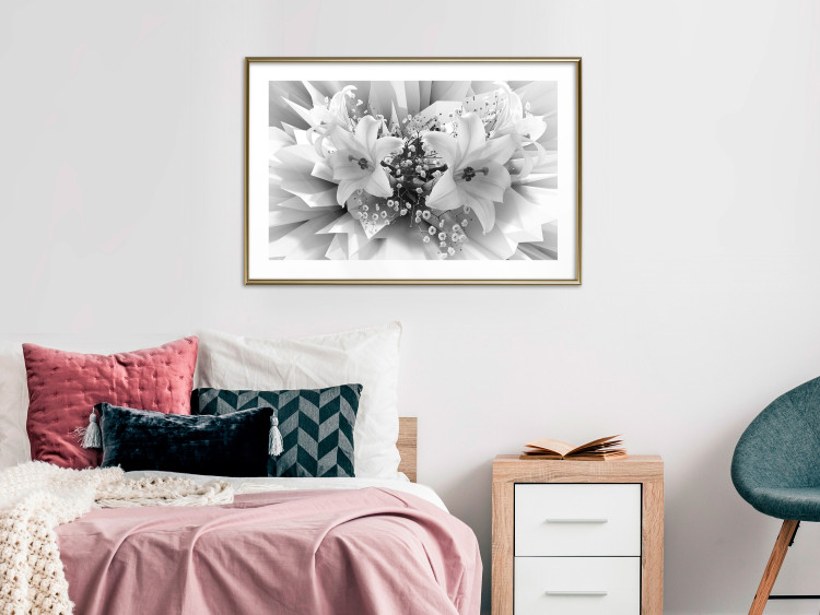Wall Poster Geometric Bouquet - black and white unique abstraction in lily flowers 117204 additionalImage 13
