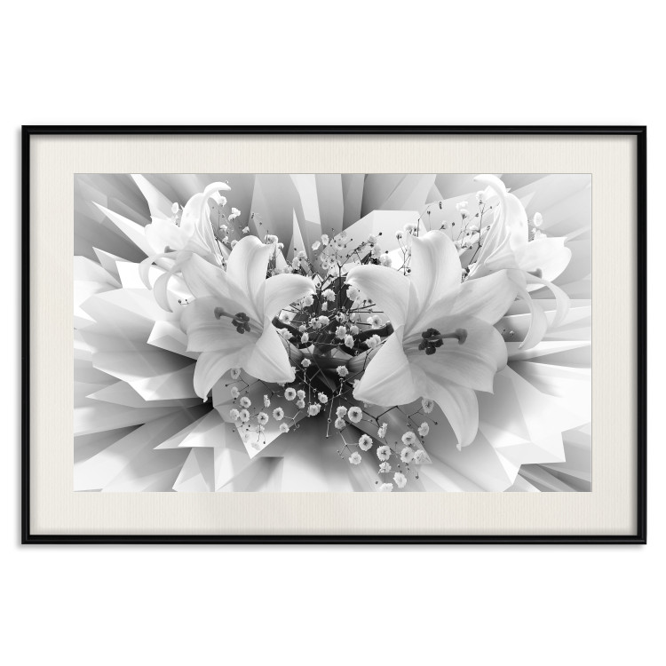 Wall Poster Geometric Bouquet - black and white unique abstraction in lily flowers 117204 additionalImage 18