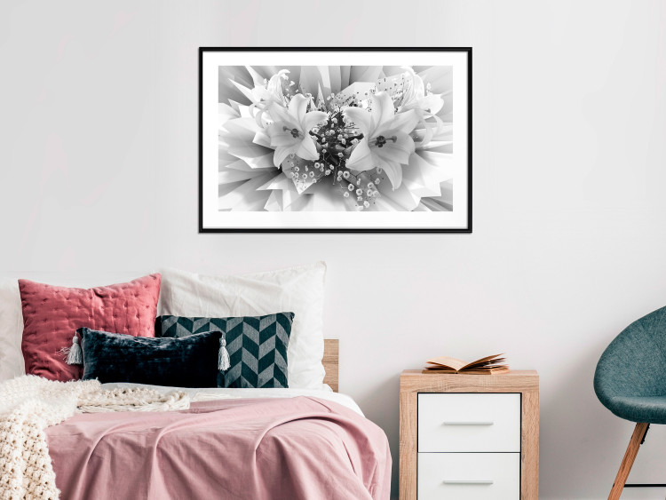Wall Poster Geometric Bouquet - black and white unique abstraction in lily flowers 117204 additionalImage 4