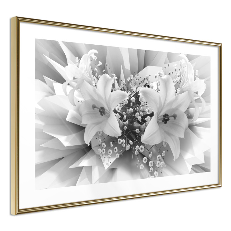 Wall Poster Geometric Bouquet - black and white unique abstraction in lily flowers 117204 additionalImage 8